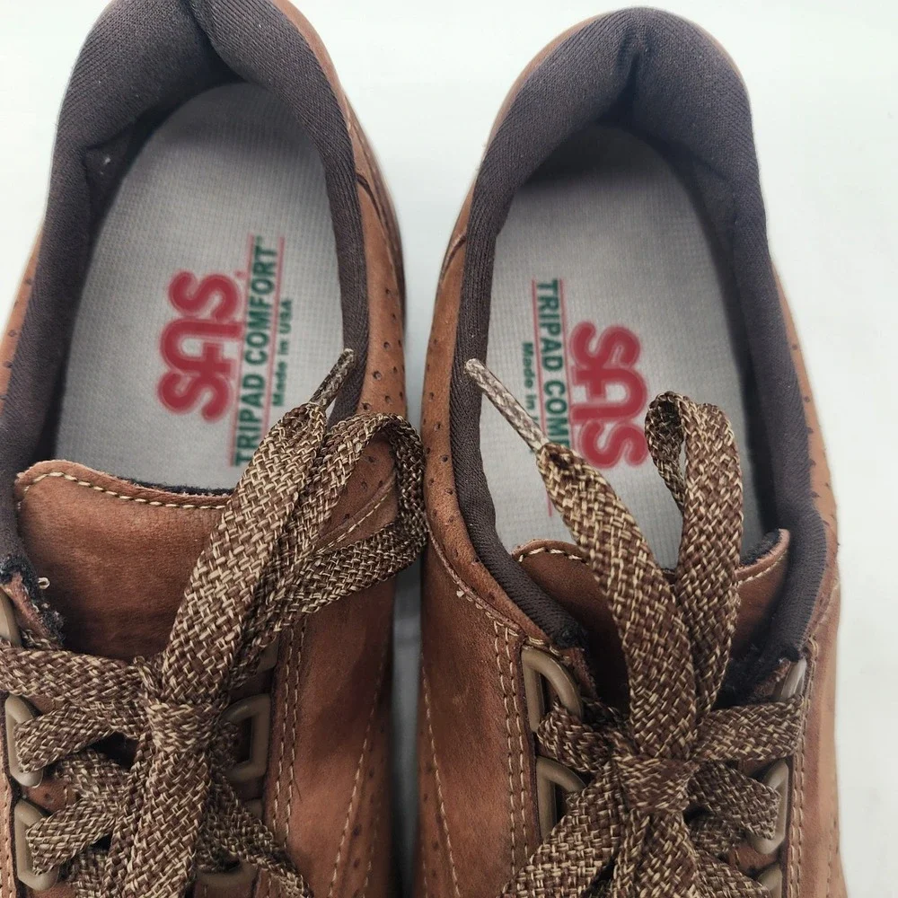 SAS Free Time Walking Shoes Women's 9 NARROW Brown Leather Lace Up Comfort Shoes